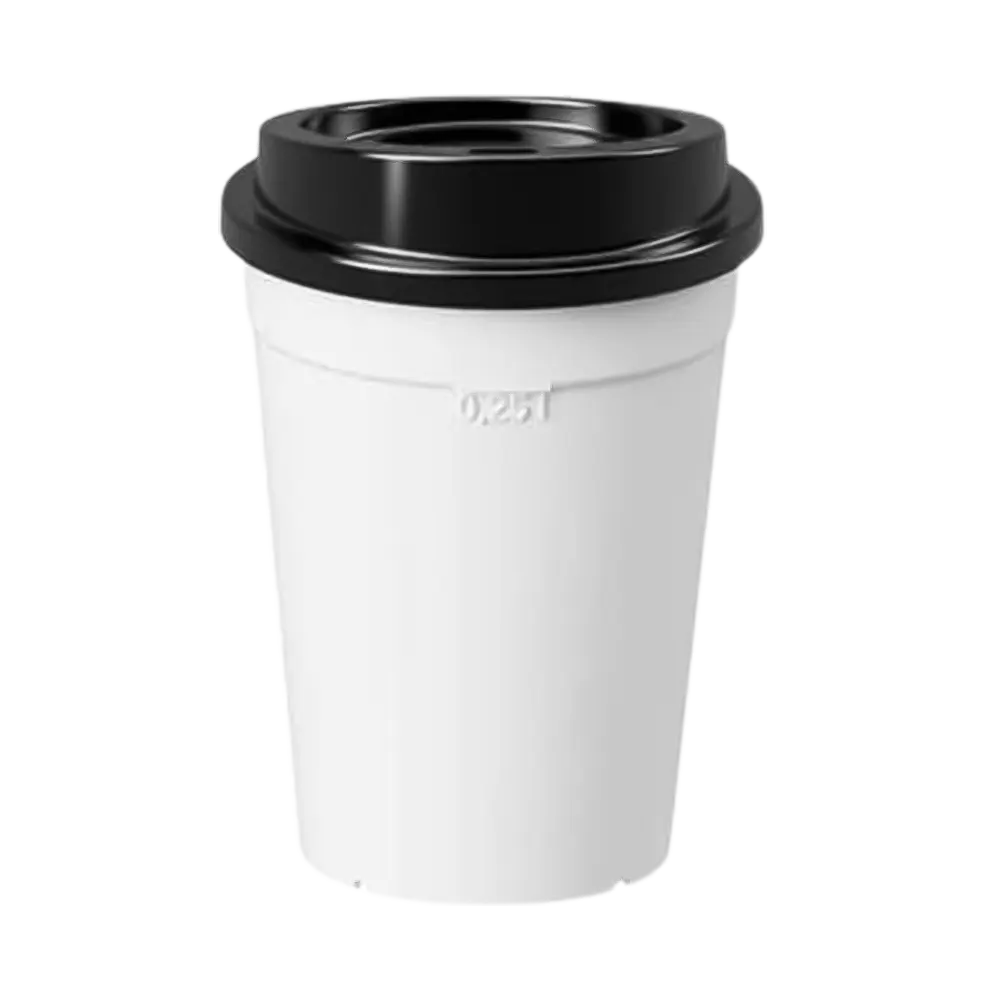 Coffee to go 0,25l: white with black lid